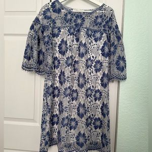 Max Studio Blue And White Lace Dress